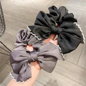 Yanye Met De Hand Kralen Zachte Satijnen Strik Elastische Rubberen Band Darm Haarbanden Touw Scrunchies Haaraccessoires