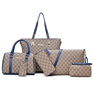 Luxury Fashion Tote Bag Set for Women Custom High Quantity 6 Pieces PU Leather Handbag Shoulder Bag Zipper Closure <strong>Key</strong> <strong>Purse</strong> - Product Image 4