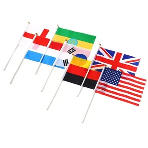 Factory Custom Hand Flag Polyester Free Design Printing Flag Wholesale Country Hand Shaking Stick Flags For Festival