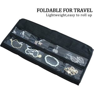 Organisateur de bijoux suspendu, 80 poches, noir, rectangulaire, pour femmes et filles, style moderne, tissu non tissé - Product Image 4