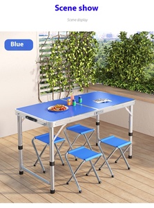Mesa de comedor y sillas plegables cuadradas portátiles de aleación de aluminio, adecuadas para picnics y camping. - Product Image 4