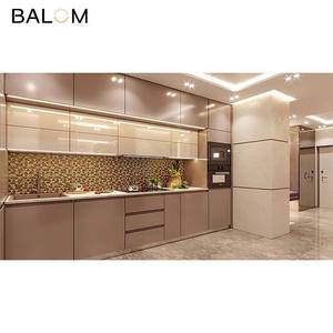 Balom ตู้แล็คเกอร์เฟอร์นิเจอร์หรูหราทันสมัยปรับแต่งเองรูปตัว L ตู้ครัวราคาถูกดีไซน์<span class=keywords><strong>บ้าน</strong></span>ฟรีทั้งหลังสำหรับบ้าน - Product Image 1