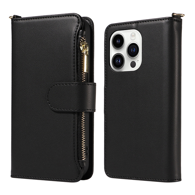 Pu Leather Flip Stand Card Leather Wallet Mobile Phone Cover Case for I Phone 15 Pro Max