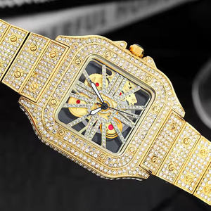 Montre carrée de luxe pour homme avec diamants en moissanite, mouvement mécanique et à quartz, boîtier en alliage - Product Image 6