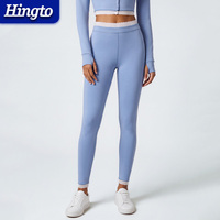 Legging olahraga wanita pinggang tinggi Hingto OEM dengan logo custom, cocok untuk gym, pilates, lari, dan yoga.