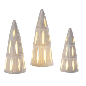 Trắng gốm Tabletop <span class=keywords><strong>Tree</strong></span> Gốm Cây giáng sinh với LED thắp sáng - Product Image 3