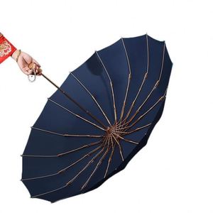 Paraguas de Lujo de 16 Varillas, Resistente al Viento, con Mango de Madera Vintage, Plegable en 3 Secciones, Duradero, para Hombre y Mujer - Product Image 2