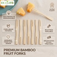 Fourchettes à fruits miniatures biodégradables de bonne qualité, 3,5 pouces, écologiques, jetables, en bambou, pour la restauration et le service de nourriture lors de fêtes