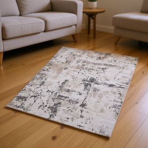 Alfombra Abstracta Rectangular de 8x10, Color Crema Marrón, Resistente a las Manchas, de Poliéster, Hecha a Máquina, para Sala de Estar, Dormitorio u Oficina - Product Image 2