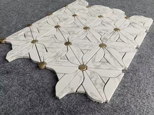 Jet d'eau fleur motif marbre <span class=keywords><strong>mosaïque</strong></span> laiton incrustation <span class=keywords><strong>carrelage</strong></span> <span class=keywords><strong>mosaïque</strong></span> pour <span class=keywords><strong>cuisine</strong></span> dosseret et salle de bain <span class=keywords><strong>carrelage</strong></span> mural - Product Image 6