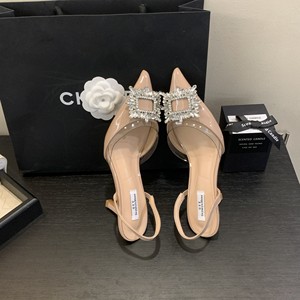 2023 Spring Gold Silver Fashion Women Slipper Crystal Buckle <b>Pointed</b> <b>Toe</b> on Ladies Mules Thin High Heel Pumps 7CM - Product Image 5