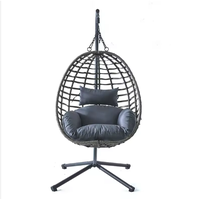 Ensemble de meubles de jardin de style ferme moderne, chaise suspendue pliante en forme d'œuf avec support