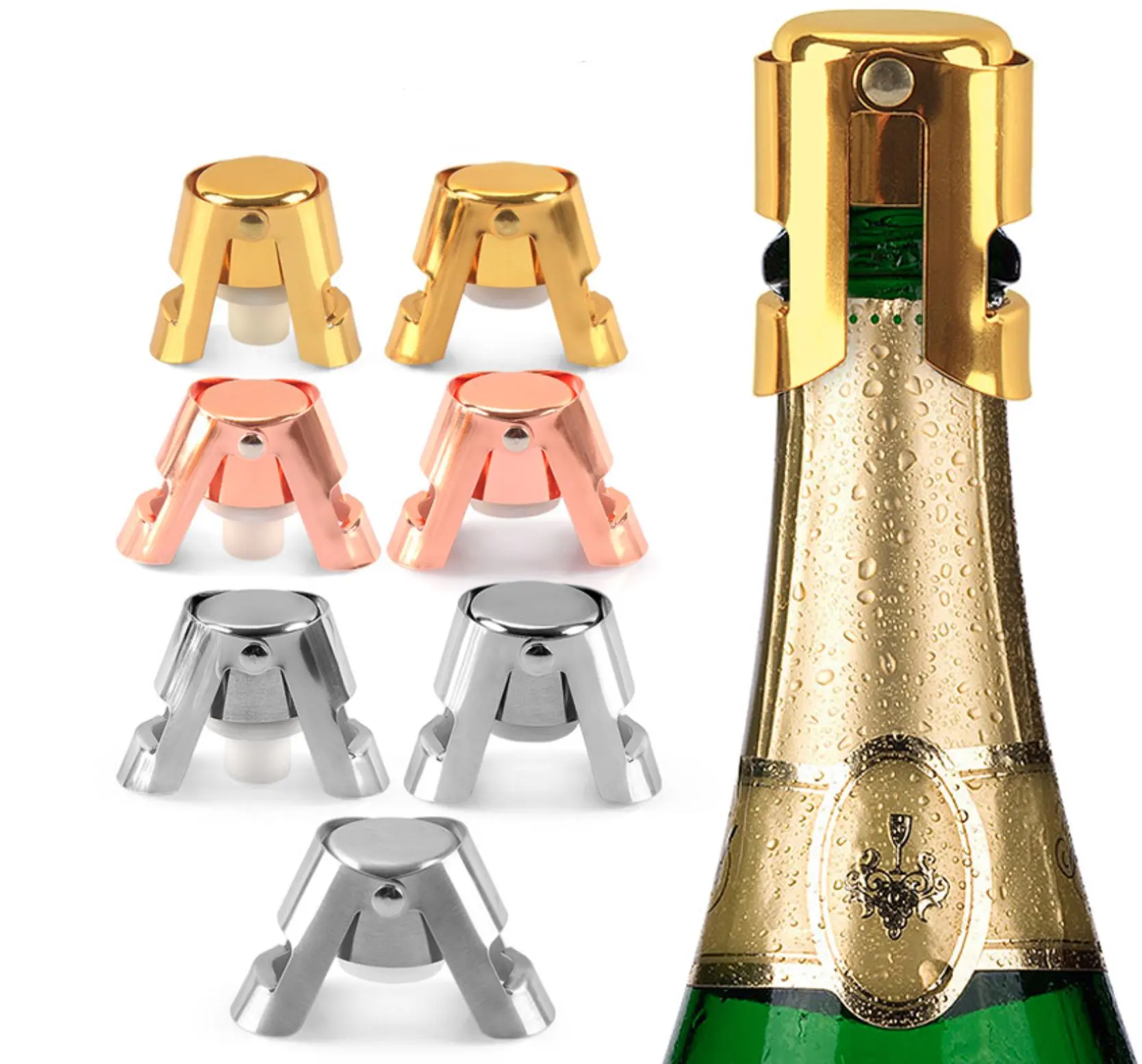 Nút Chặn Rượu Sâm Banh Với Nắp Chai Chuyên Nghiệp Bằng Thép Không Gỉ Cho Rượu Sâm Banh Cava Prosecco Lấp Lánh