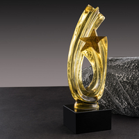 Trophée étoile en cristal doré personnalisé, vente en gros, trophée en cristal créatif