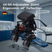 Lupas Dentales Prismáticas Binoculares 6X 4X con Luz Inalámbrica Eléctrica, Certificación CE, Ergonómicas, Personalizables y Ajustables para Odontología