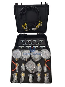 Manómetros, Herramienta de Medición de Presión, Juego de Manómetros Hidráulicos de 3/4/5 con Conectores en T, Piezas de Maquinaria de Construcción - Product Image 5