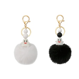 Offre Spéciale – <span class=keywords><strong>Mini</strong></span> <span class=keywords><strong>Pompon</strong></span> Noir et Blanc Personnalisable, Accessoire de Sac Lumineux Tressé Écologique, Décoration de Porte-clés Mignon de Dessin Animé - Product Image 2