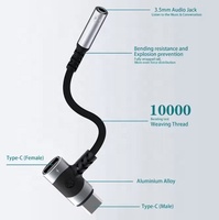 Adaptador USB C a 3.5mm para Auriculares y Cargador 2 en 1, Tipo C a Conector de Micrófono Auxiliar, con Dongle de Cifrado y Carga Rápida PD de 100W