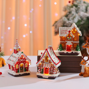 Casa de Jengibre Iluminada con Luces LED de Navidad, Casa de Dulces de Resina, Luces Cálidas, Adorno de Pueblo Navideño, Decoración Festiva para Mesa de Fiesta - Product Image 4
