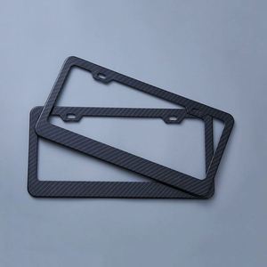 Premium Carbon Fiber Pattern Aluminum <b>License</b> Plate <b>Frame</b> Black Metal Car Tag Holder Anti-Theft for Promotion Gifts - Product Image 2