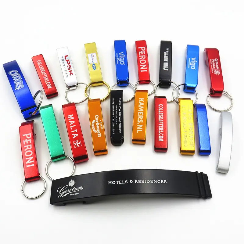 Made in China Logo Manufacture Bright Color Blank Beer Advertising Aluminum Keychain Bottle Opener