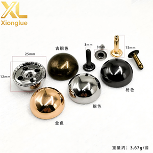 หมุดย้ำโลหะสีเงินทองขนาด 4 มม. ถึง 25 มม. แบบครึ่งวงกลม หัวโดม - Product Image 2