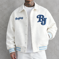 Blouson universitaire pour homme personnalisé, directement de l'usine, style baseball, boutonné, poignets côtelés, brodé, streetwear Y2K, manteau universitaire
