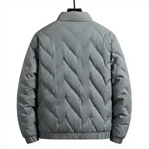 Veste matelassée d'hiver de luxe décontractée pour homme ZEDDISH CLOTHING - Tissu tricoté respirant uni sur le devant, col montant en laine - Product Image 2