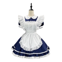 Costume de demoiselle d'honneur classique bleu foncé japonais original, uniforme de café, robe lolita