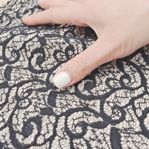 Eco-friendly Plain <strong>Cord</strong> Dry Lace Fabric for <strong>Women</strong> Dress Sew <strong>Black</strong> Nude Custom Lace Bonded Fabric Corded Bonding Lace Fabric - Product Image 2