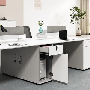 Scrivania Modulare Espandibile per Ufficio, Tavolo Moderno per 2 4 6 Persone con Armadietto Porta PC per Uffici Open Space - Product Image 3