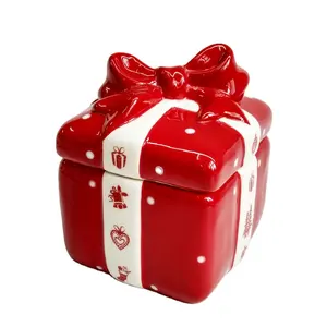 베스트 셀러 럭셔리 사용자 정의 크리스마스 선물 상자 모양 쿠키 사탕 항아리 뚜껑