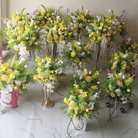 MSFAME Vente Flash d'été Centres de Table Composition Florale Jaune Vert Fournitures de Décoration de Mariage Fleurs Artificielles