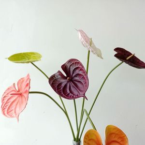 INS-style PU hand-feel floral decorations for <b>red</b> and white anthuriums, wine <b>red</b> and green anthuriums, high-end floral - Product Image 3
