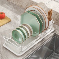Égouttoir à vaisselle compact extensible avec poignée réglable, peu encombrant, noir, petit séchoir à vaisselle pour petit comptoir de cuisine