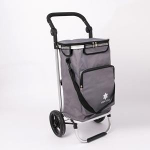 Chariot de courses pliable en toile avec sac isotherme, bonne impression - Product Image 1