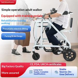 Pédales d'entraînement pour adultes, déambulateur à roues avec siège pour rééducation, cadre de position debout pour hémiplégie, ambulateur d'entraînement des membres inférieurs CE - Product Image 2