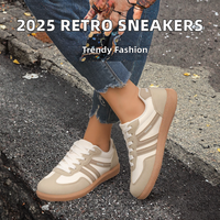 Nouveau 2025, Chaussures Plates à Lacets Rétro Bicolores Américano-Européennes pour Femmes Rondes, Baskets d'Entraînement en EVA pour l'Automne, Commerce Transfrontalier