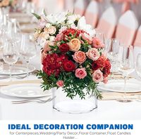Vase à large bouche de cylindre de fleur en plastique transparent 6*6 pouces ouverture maison fête de mariage centres de table décoratifs pas présentoirs en verre