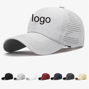 Diseñador personalizado de los hombres de 6 paneles de corte láser agujero perforado gorra de poliéster deporte gorra de béisbol - Product Image 2