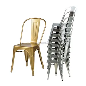 Dining Metal Chair Wholesale Vintage Metal Cafeteria Gold Tolix Chair Outdoor Cafe Dining Chair