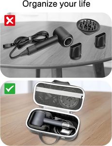 Mallette de rangement rigide compatible avec le sèche-<span class=keywords><strong>cheveux</strong></span> <span class=keywords><strong>dyson</strong></span>, sac de transport de voyage. (à vendre, étui uniquement). -Noir + Gris (Noir + Gris) - Product Image 4