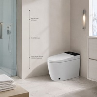 WC intelligent noir et blanc, monobloc, à poser au sol, avec écran numérique allongé, pour projets de salles de bain d'hôtels modernes