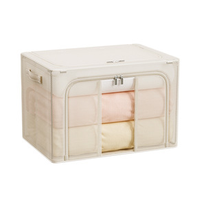 Clothing Organizer Storage Box 66L Beige Rectangle With Mesh Window For Wardrobe Bedside Use - Product Image 5