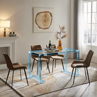 Bureau d'ordinateur en verre transparent moderne bleu rectangulaire bureau poste de travail table acrylique minimaliste pour usage commercial domestique