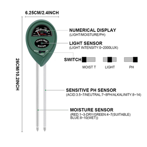 Kit de prueba de suelo 3 en 1 para uso en jardín y granja con lectura de humedad, pH y temperatura, no requiere batería - Product Image 3