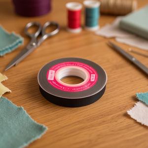 Nastro in grosgrain Iln 2,5 cm x 15 iarde nero per artigianato e cucito - Product Image 2