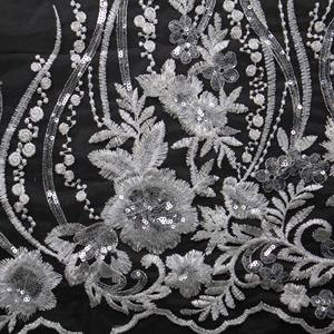 लक्जरी शादी की सफेद दुल्हन टुल फीता कपड़े के लिए उच्च अंत कढ़ाई के लिए उच्च अंत कढ़ाई - Product Image 2