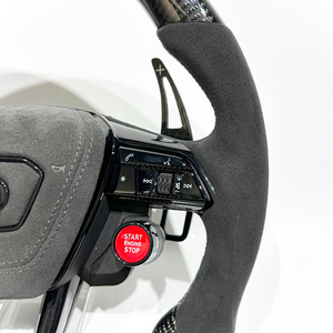 Volant de voiture sport en cuir et fibre de carbone véritable avec LED, haute qualité, personnalisable pour C7 C8 A6L A7 A7L Q7 Q8 - Ventes Flash - Product Image 2