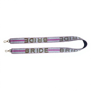 สายสะพายเจ้าสาวแบบเว็บบิ้งพร้อมลายตัวอักษรนูนและแถบสีชมพู อุปกรณ์ตกแต่งกระเป๋าสุดอินเทรนด์ - Product Image 1